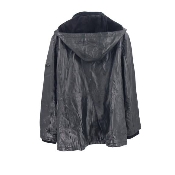 Jones New York women's genuine leather hooded jacket Sz 1X Matrix Dark feminine - Picture 2 of 11